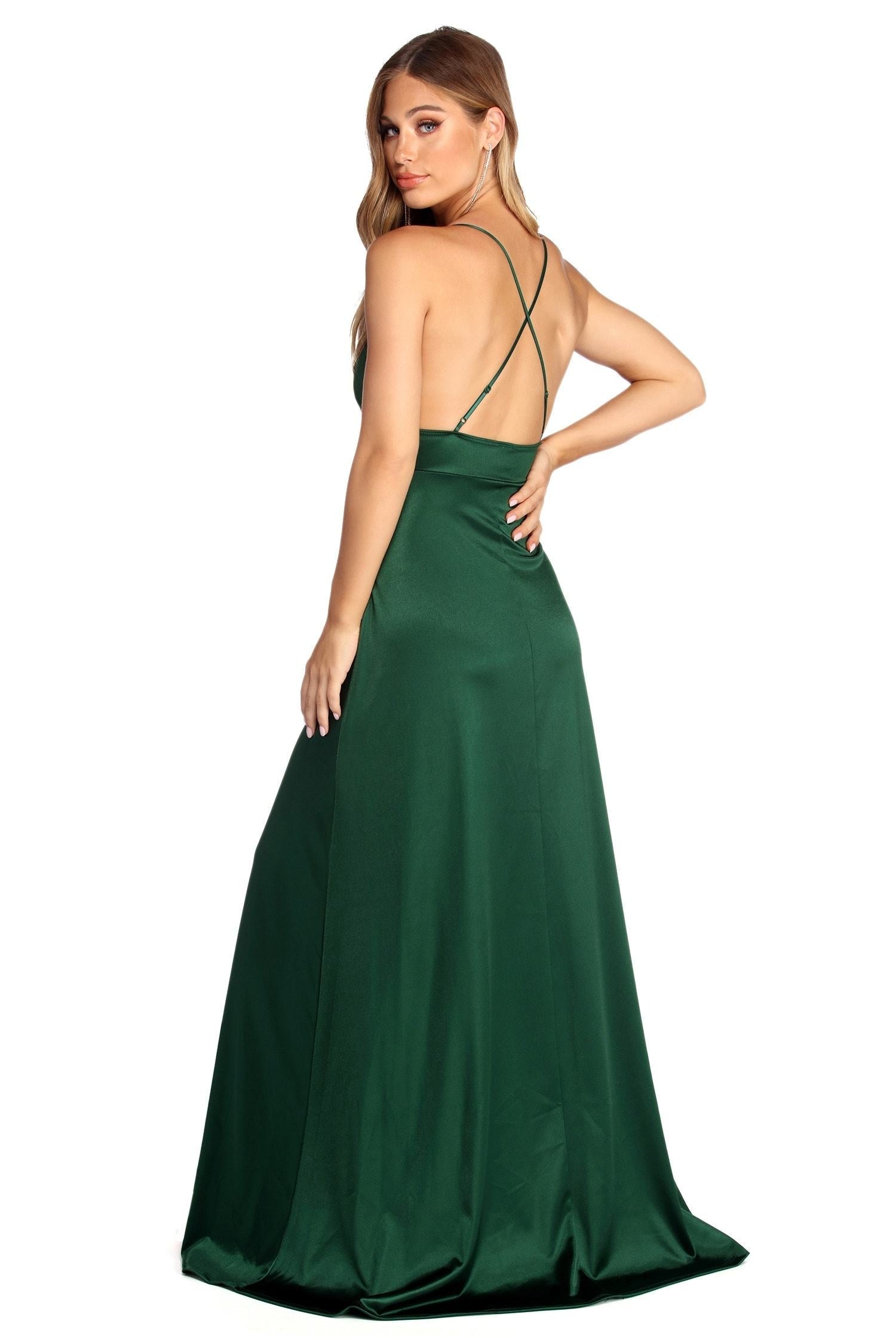 Evie Formal Sleeveless Satin Dress - Lady Occasions