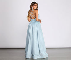 Jules Glitter Ball Gown - Lady Occasions