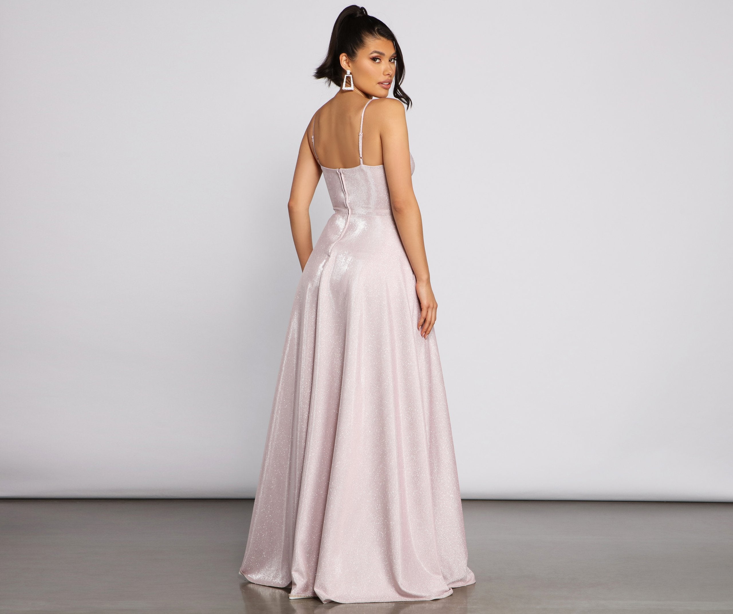 Noelle Formal Woven Glitter Ball Gown - Lady Occasions