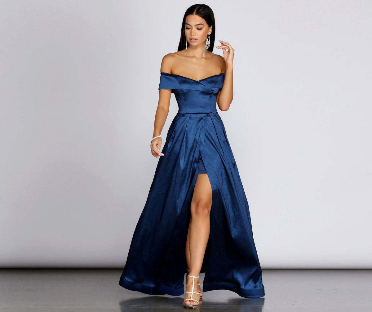 Megan Taffeta Off The Shoulder Ball Gown - Lady Occasions