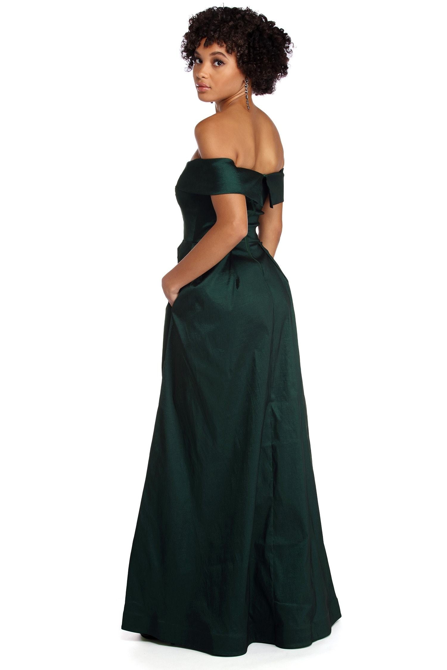 Megan Taffeta Off The Shoulder Ball Gown - Lady Occasions