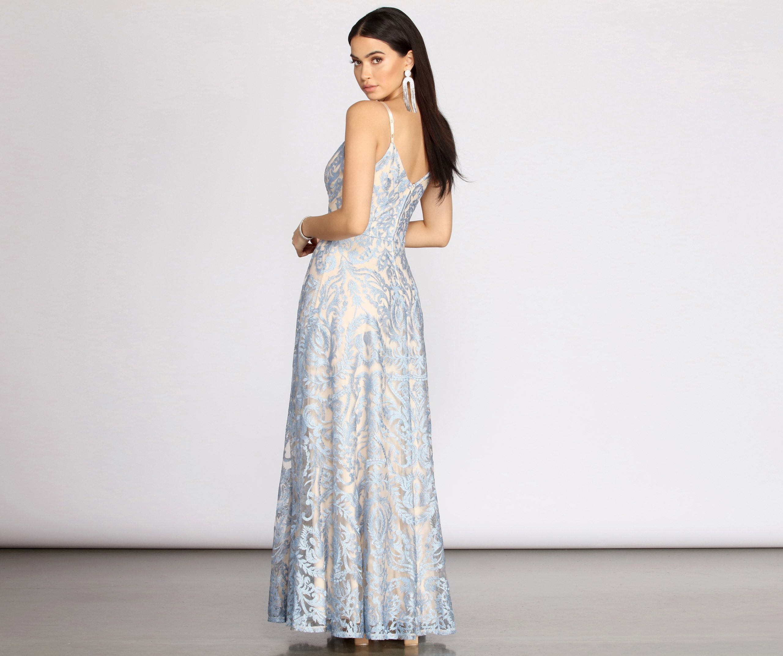 Veda Embroidered Elegance Ball Gown - Lady Occasions