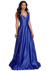 Nadia Satin Ball Gown Dress - Lady Occasions