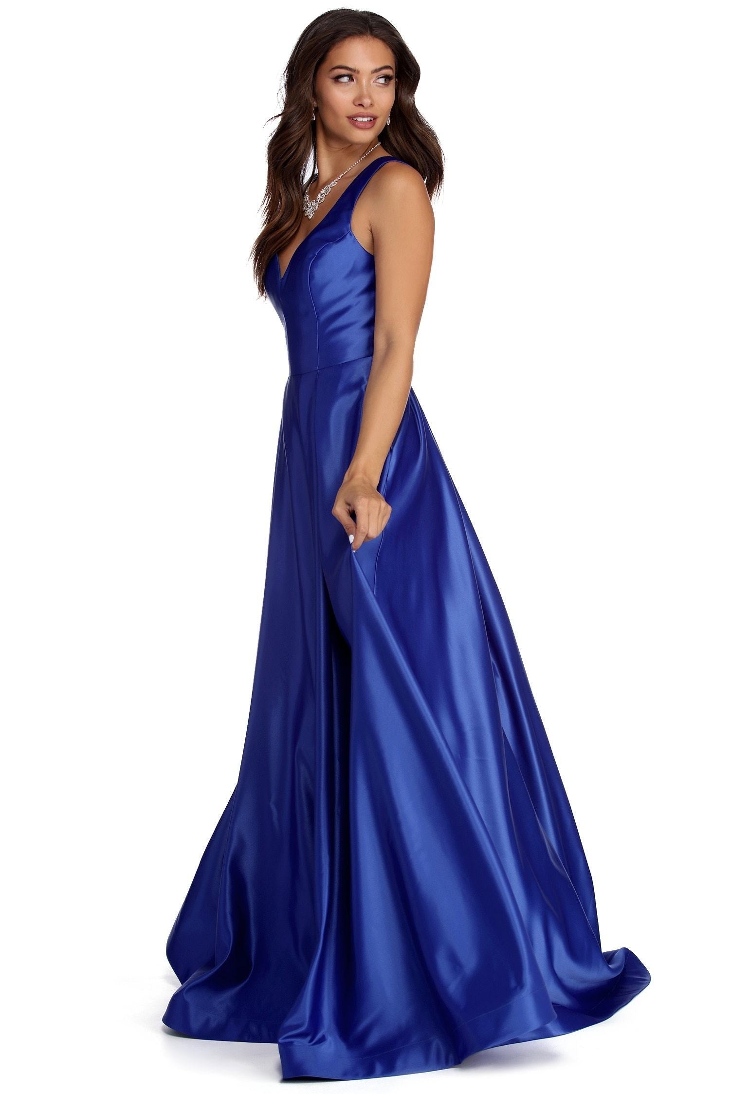 Nadia Satin Ball Gown Dress - Lady Occasions