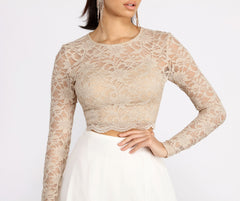 Baylee Scallop Glitter Lace Two Piece Chiffon Dress - Lady Occasions