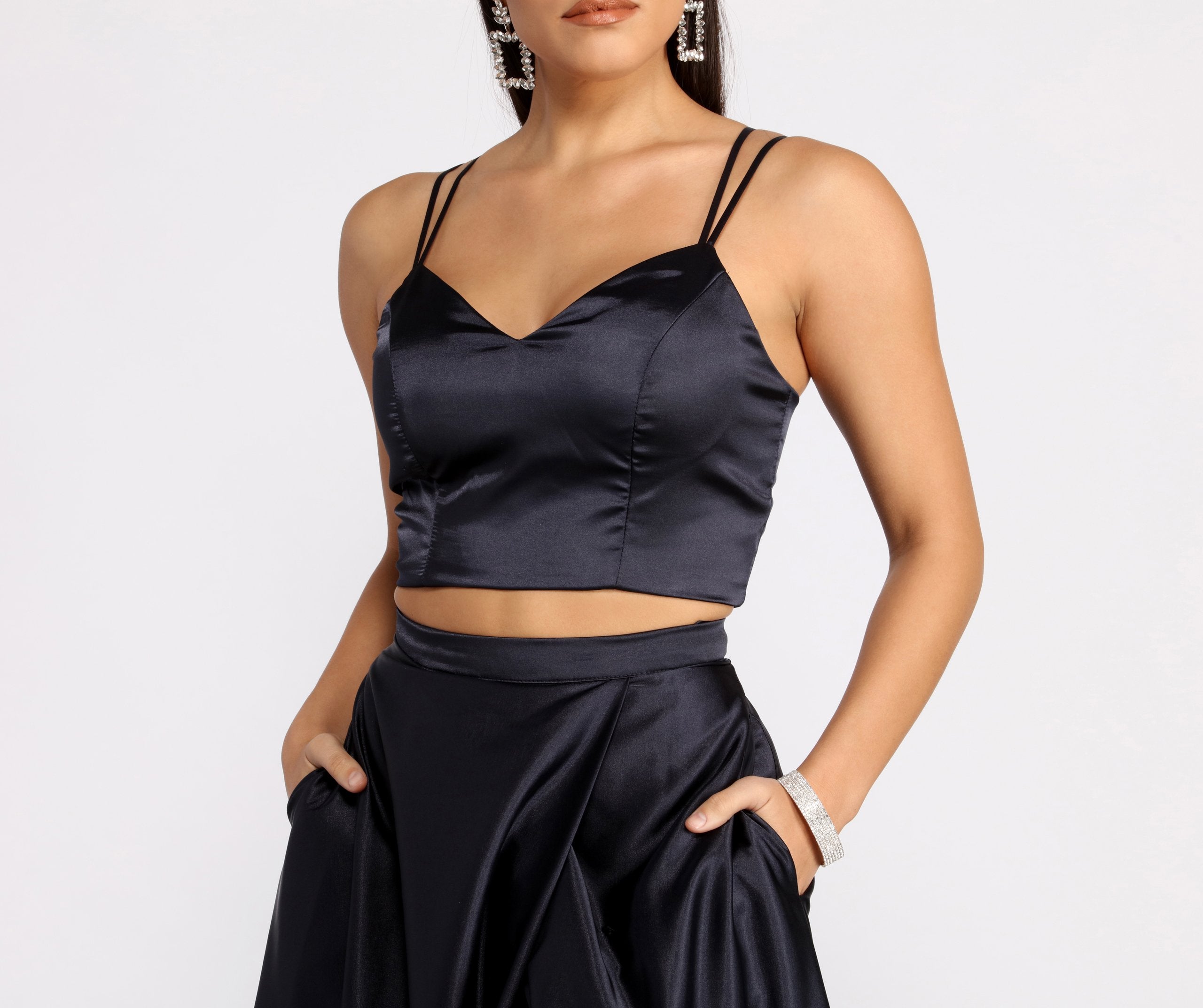 Naomi Satin Two Piece Dress - Lady Occasions