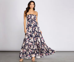 Getaway Girl Floral Smocked Tube Maxi Dress - Lady Occasions