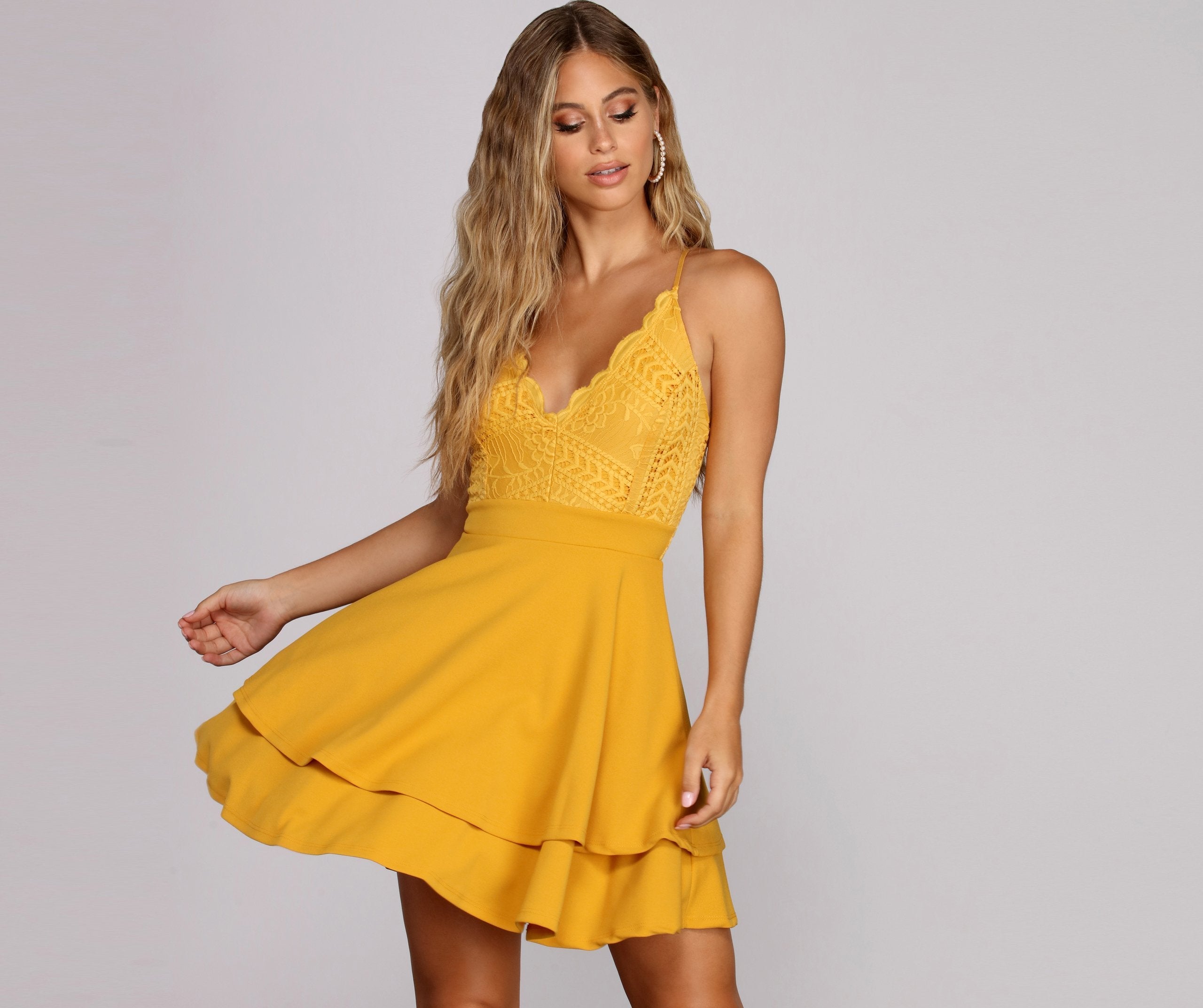 Layered In Lace Skater Dress - Lady Occasions