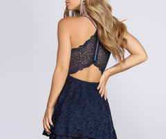 Glitz & Glam Lace Skater Dress - Lady Occasions