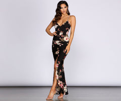 Floral Stunner Ruched Maxi Dress - Lady Occasions