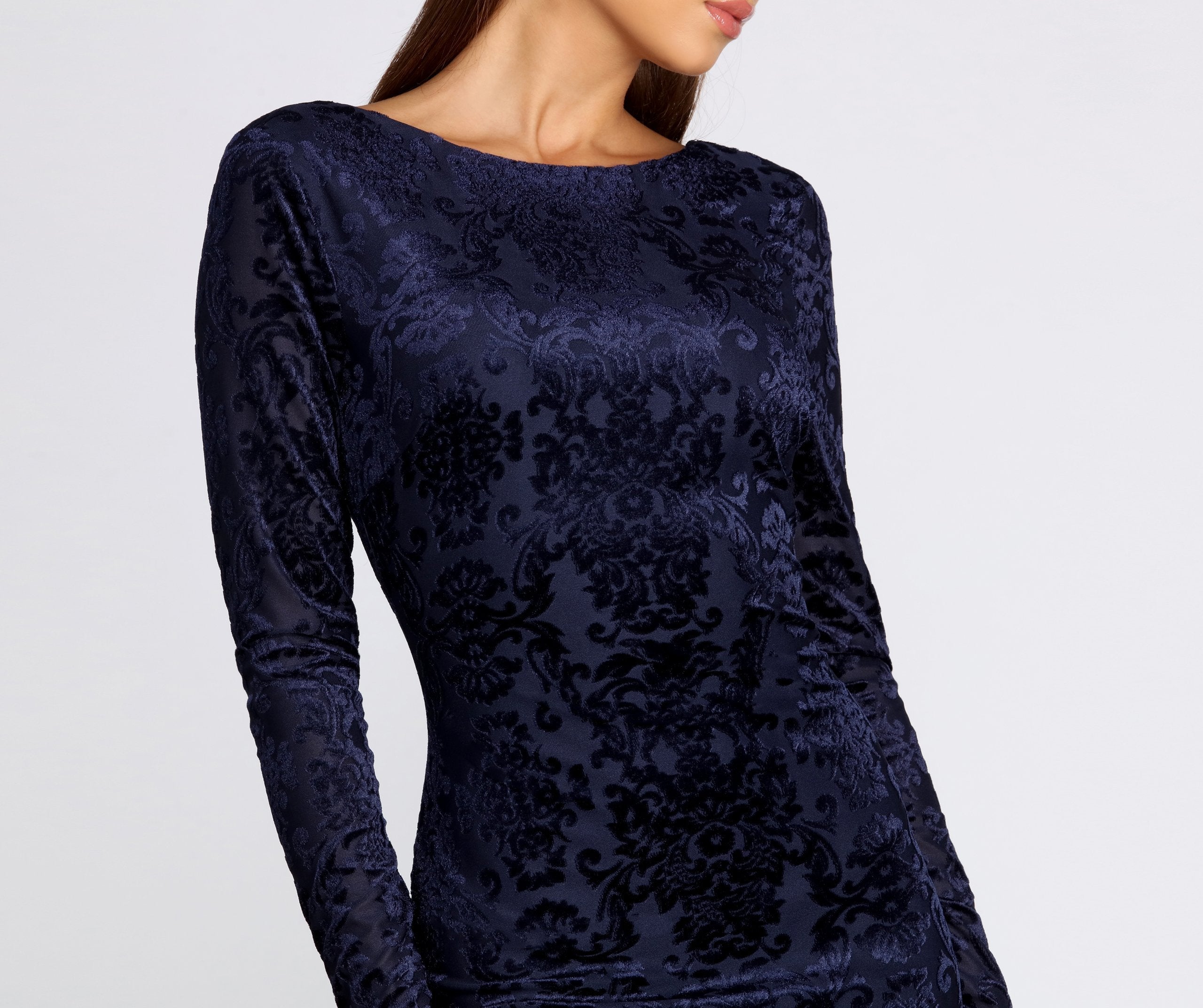 Vividly Velvet Burnout Mini Dress - Lady Occasions