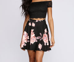 Fresh In Floral Lace Skater Dress - Lady Occasions