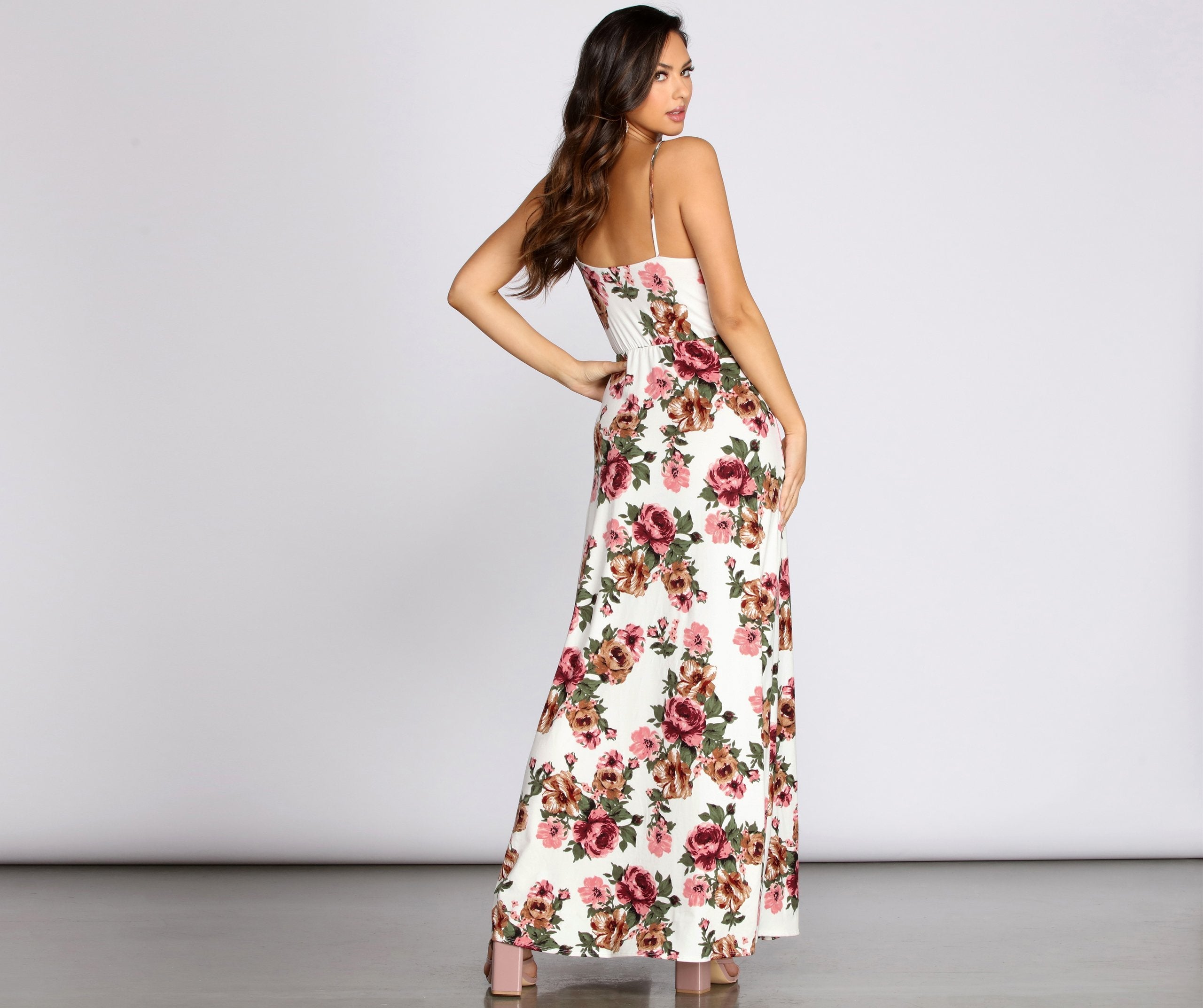 Fab In Floral Brushed Knit Maxi Dress - Lady Occasions