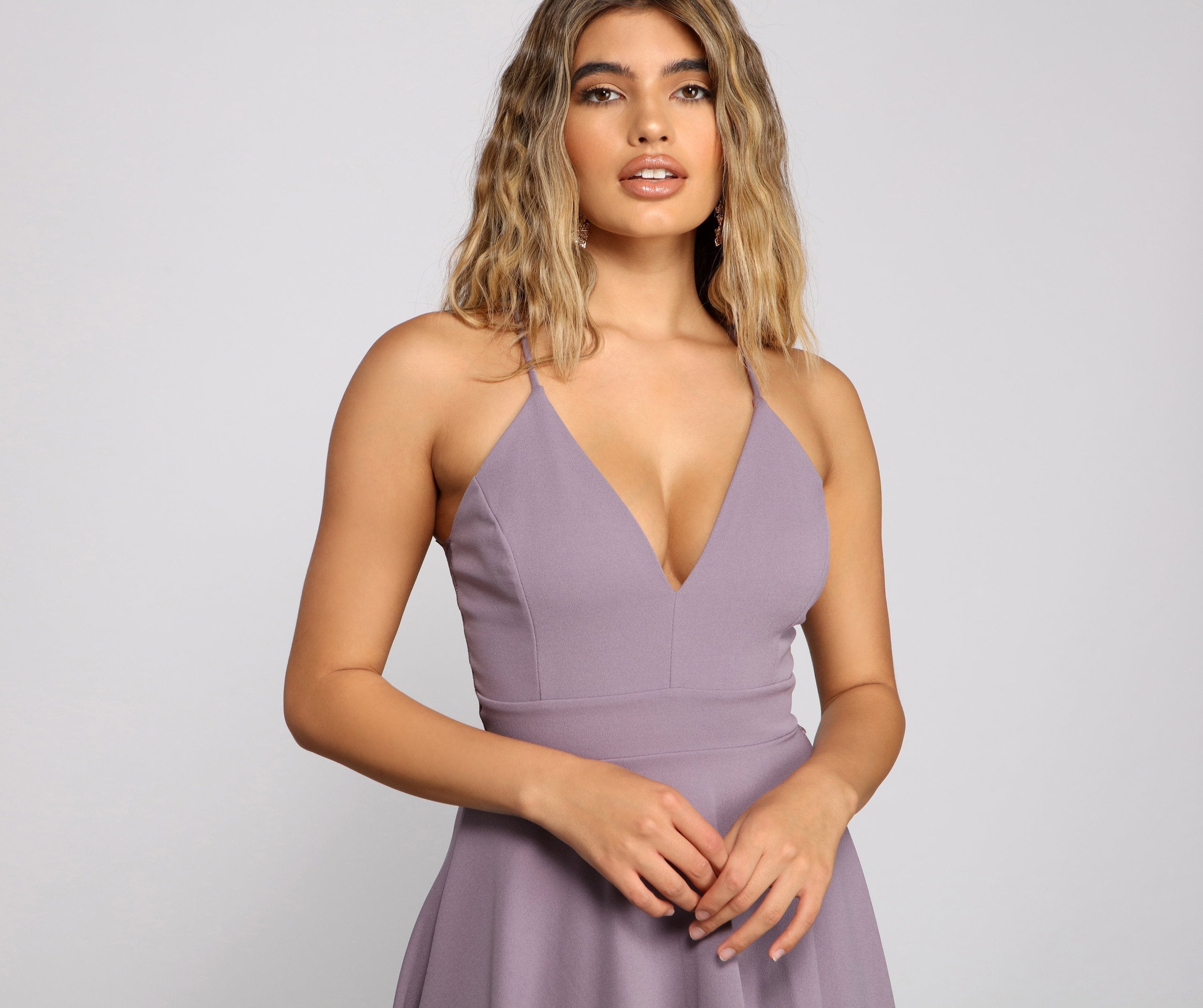 Alluring In Crepe High-Low Skater Dress - Lady Occasions