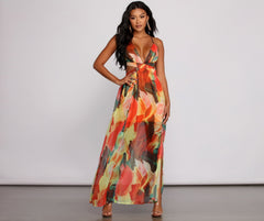 Brighter Vibes Lace-Up Chiffon Maxi Dress - Lady Occasions