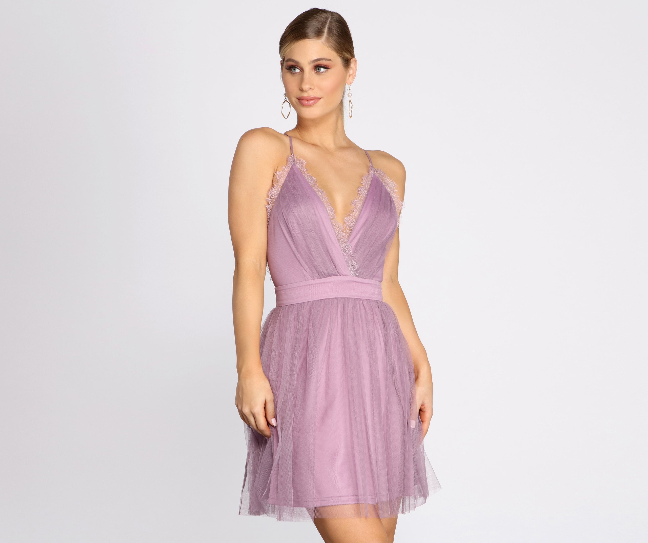 Lace Allure Mesh Skater Dress - Lady Occasions