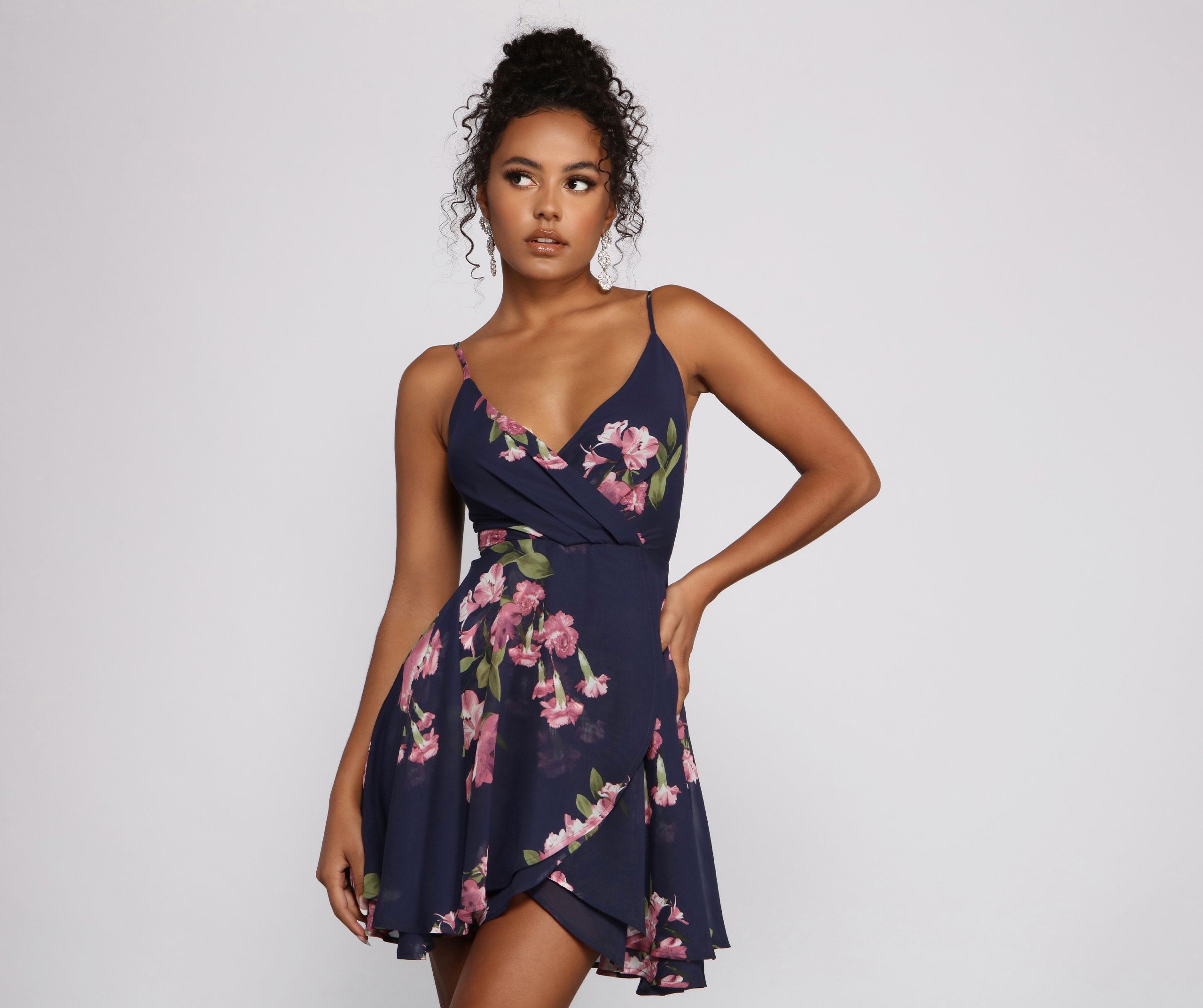 Sweet Moments Floral Chiffon Skater Dress - Lady Occasions