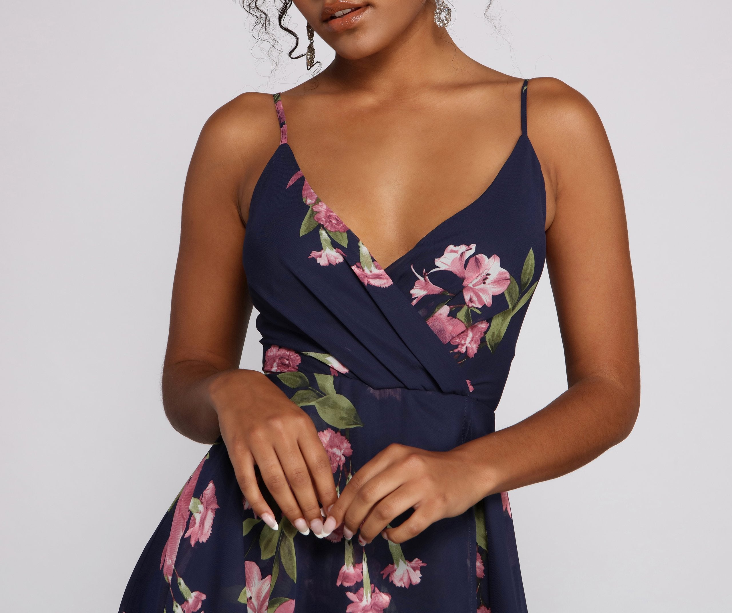 Sweet Moments Floral Chiffon Skater Dress - Lady Occasions