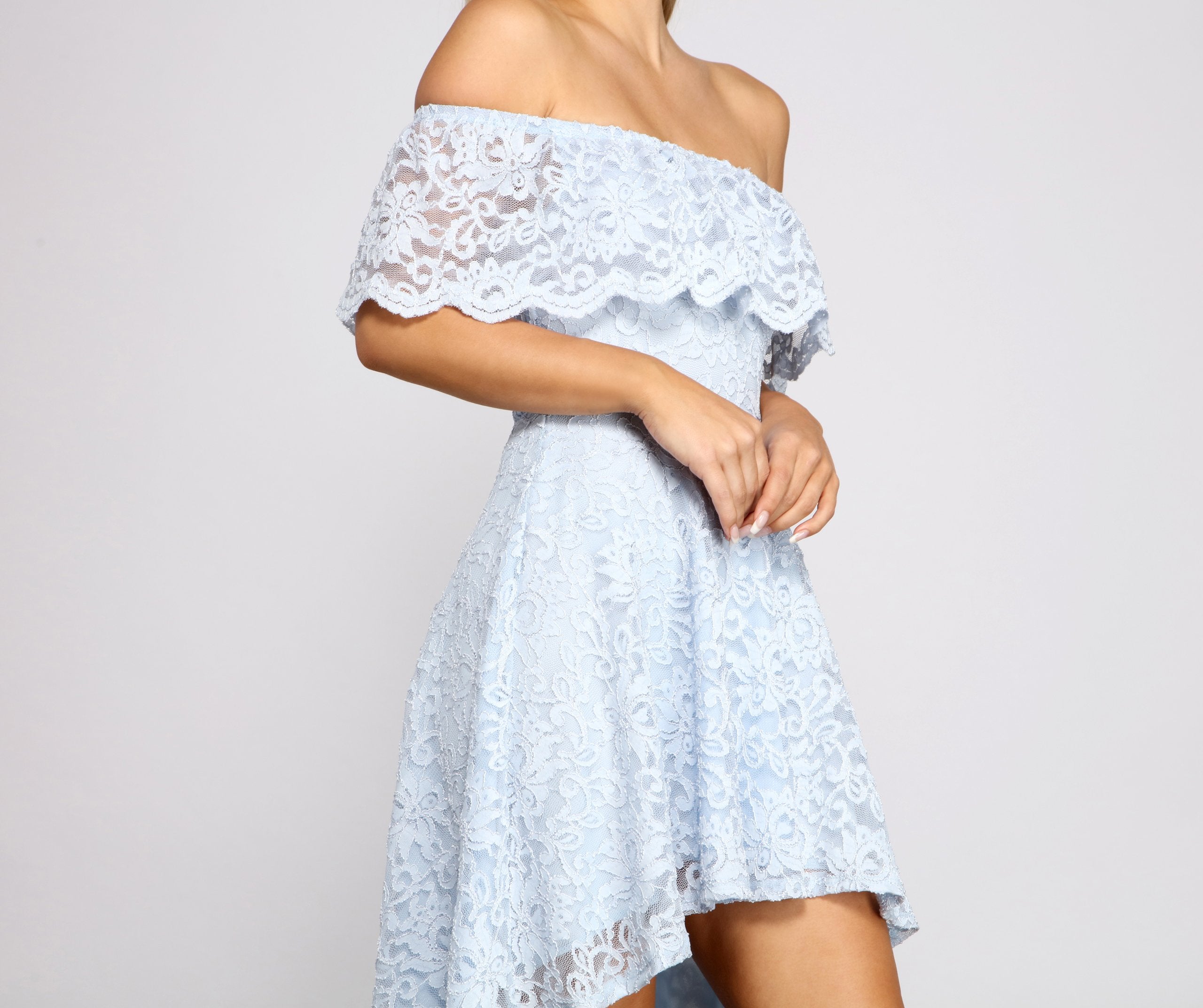 Loving Lace High Low Skater Dress - Lady Occasions
