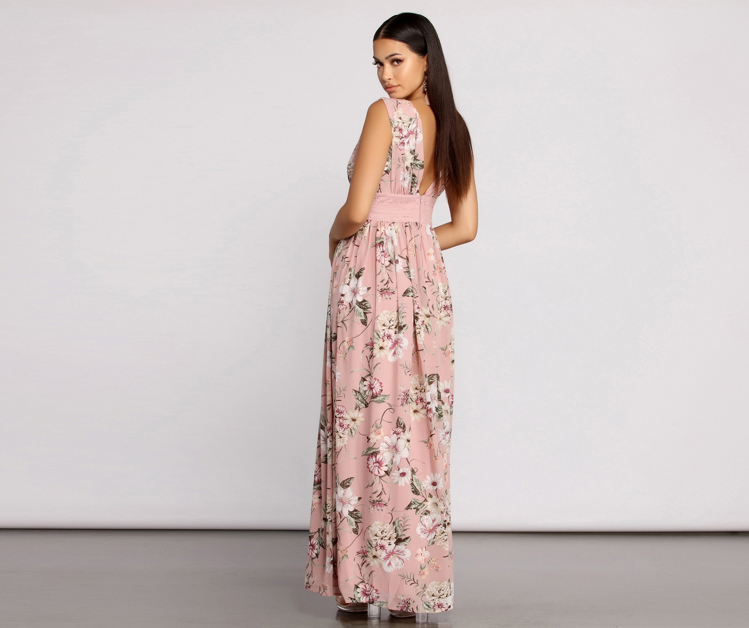 Floral Beauty Sleeveless Chiffon Maxi Dress - Lady Occasions