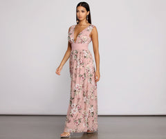 Floral Beauty Sleeveless Chiffon Maxi Dress - Lady Occasions