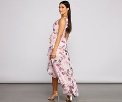 Wrapped In Romance Floral Chiffon Maxi Dress - Lady Occasions