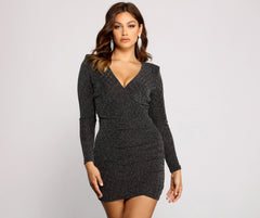 Wrapped In Glamour Ruched Glitter Mini Dress - Lady Occasions