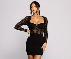 Sweet Appeal Crepe and Lace Mini Dress - Lady Occasions