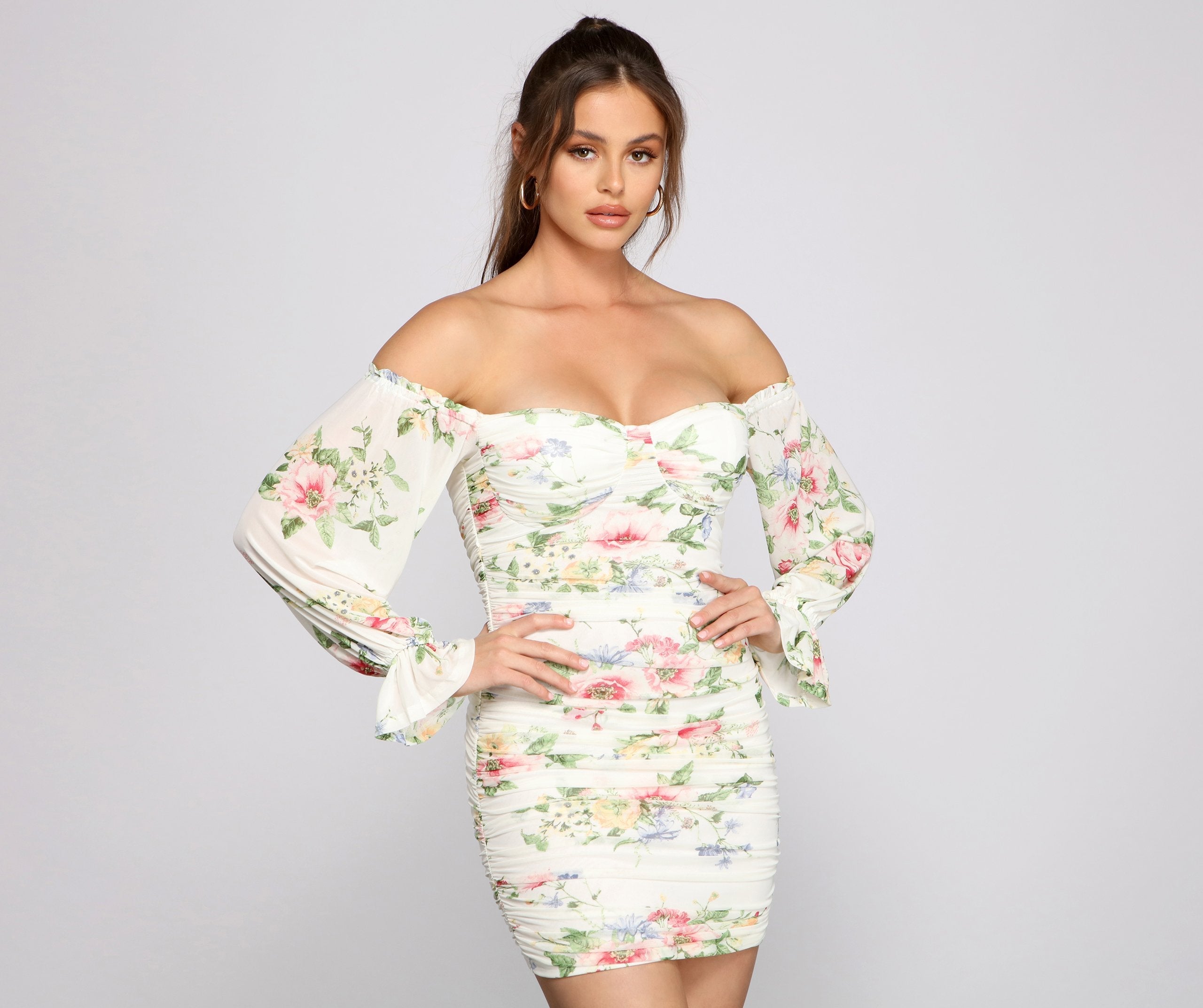 Say Yes To Florals Mesh Bodycon - Lady Occasions