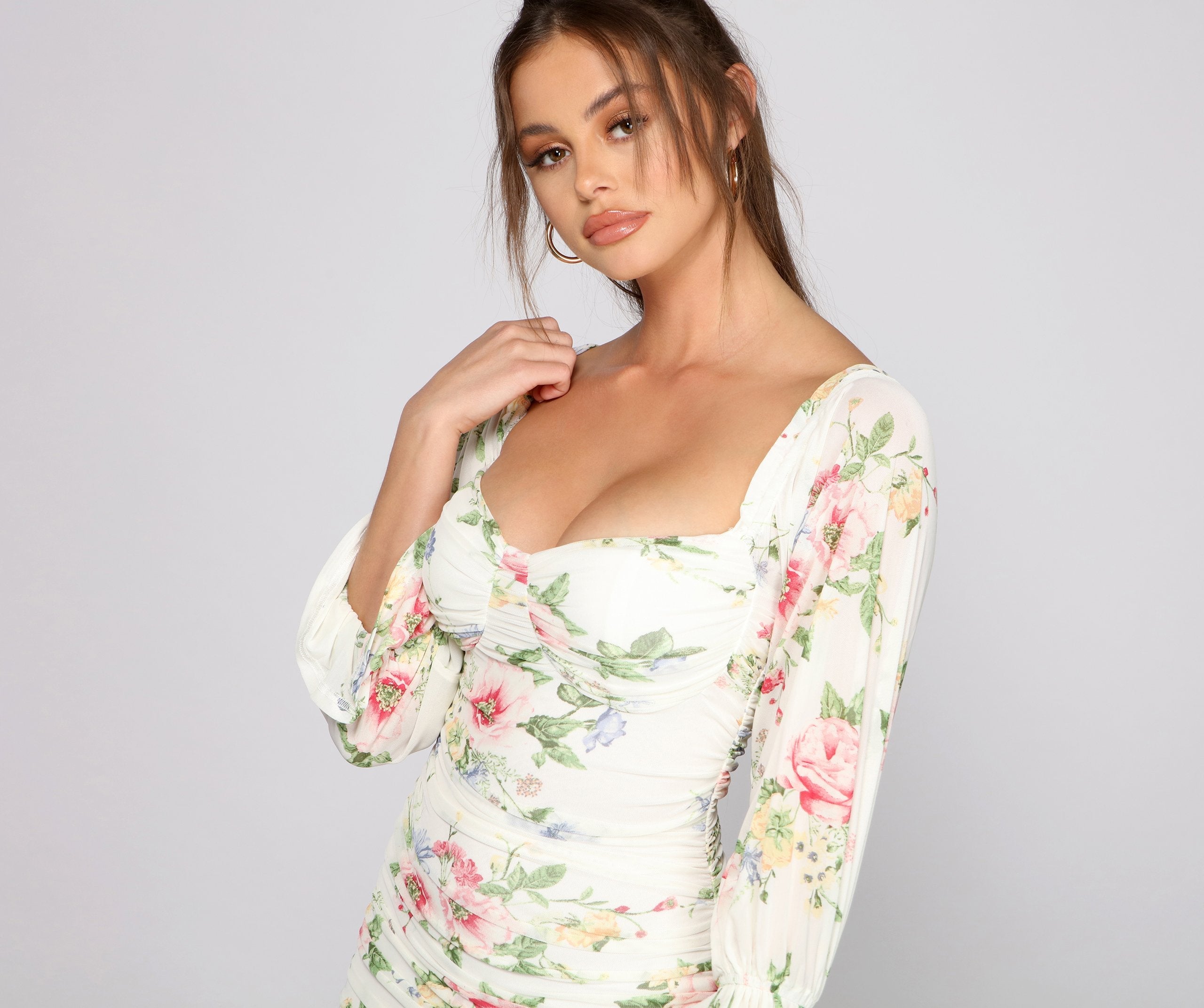 Say Yes To Florals Mesh Bodycon - Lady Occasions