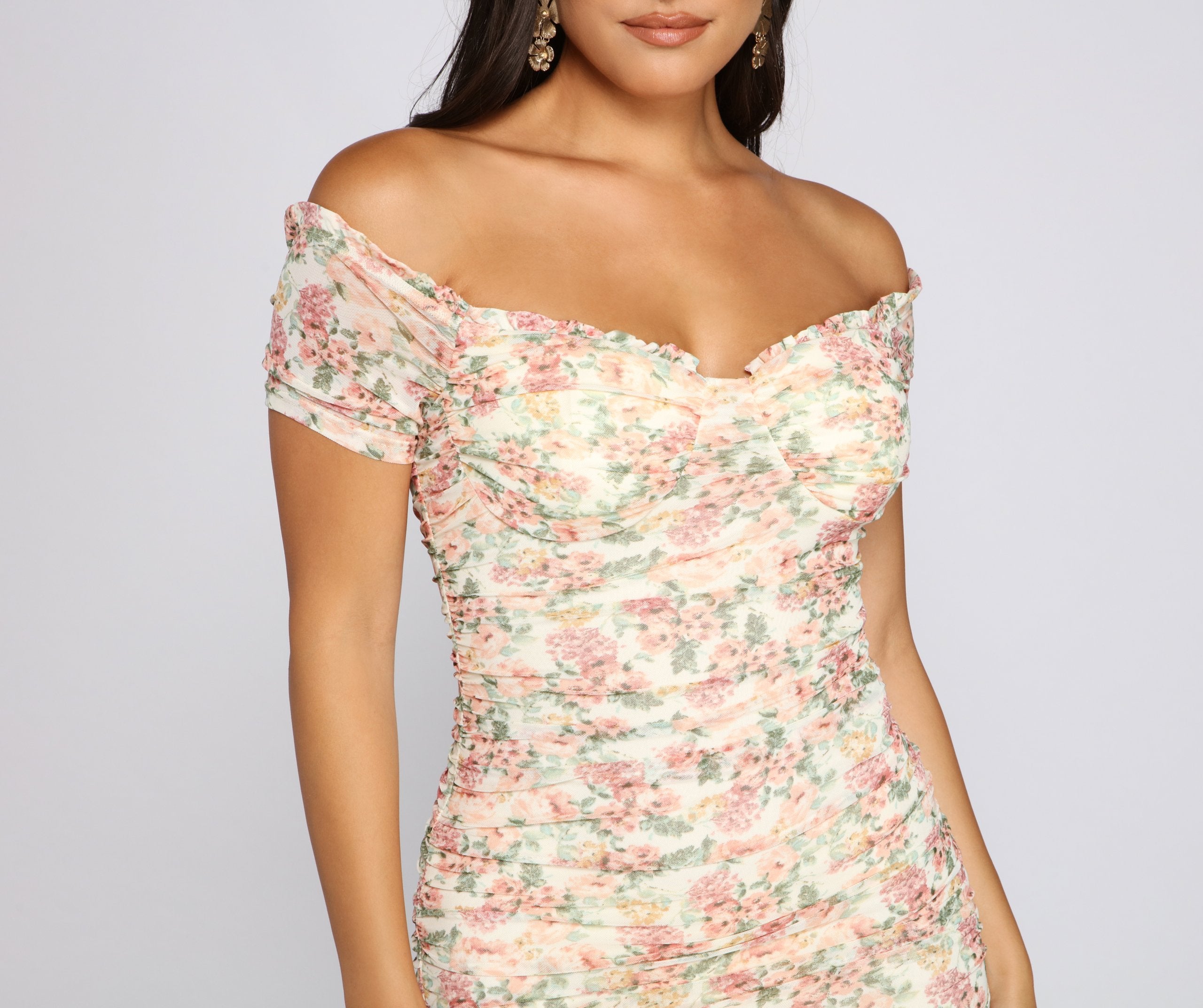 Floral Pop Ruffled Mini Dress - Lady Occasions