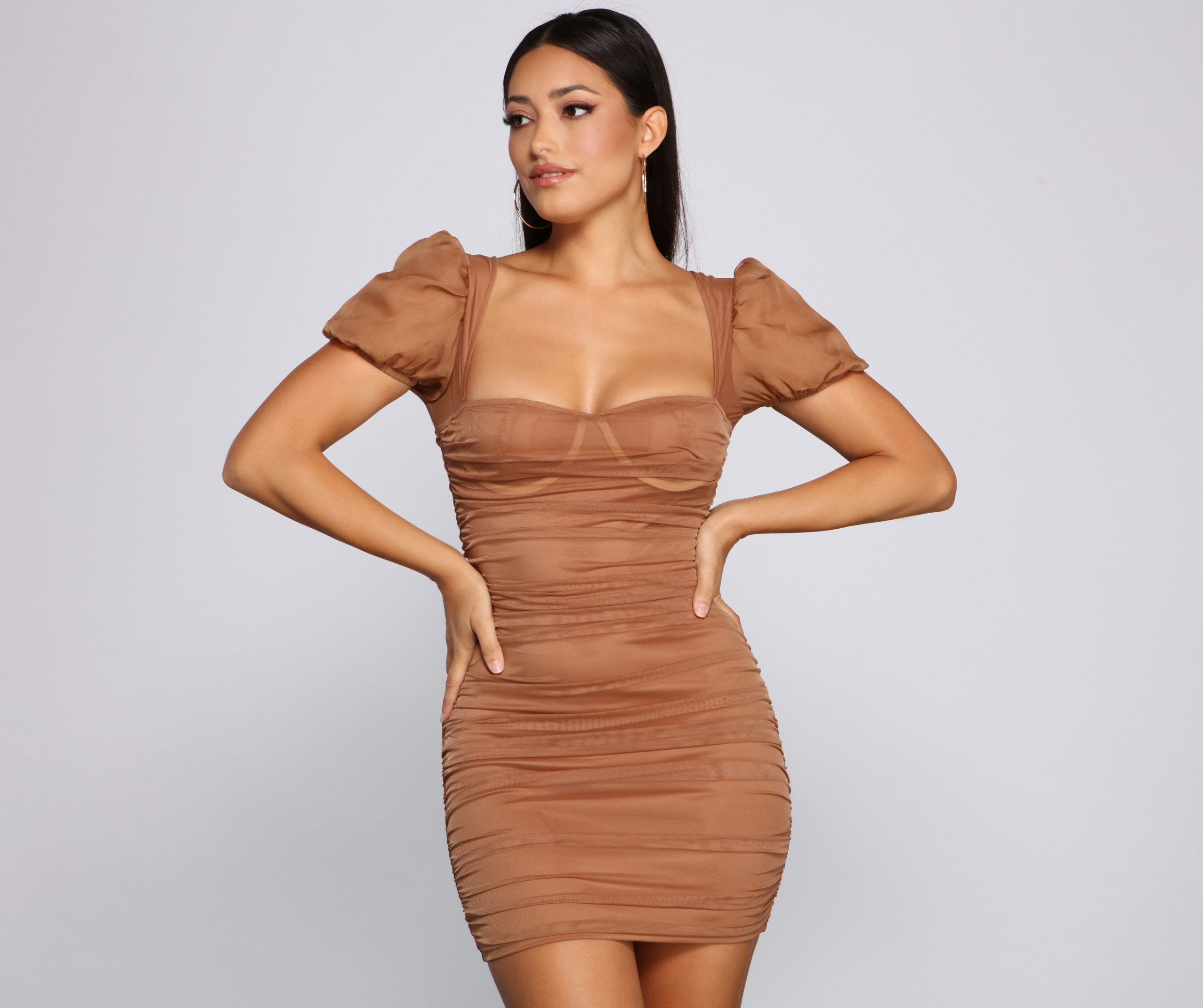 Stylish Influence Ruched Mini Dress - Lady Occasions