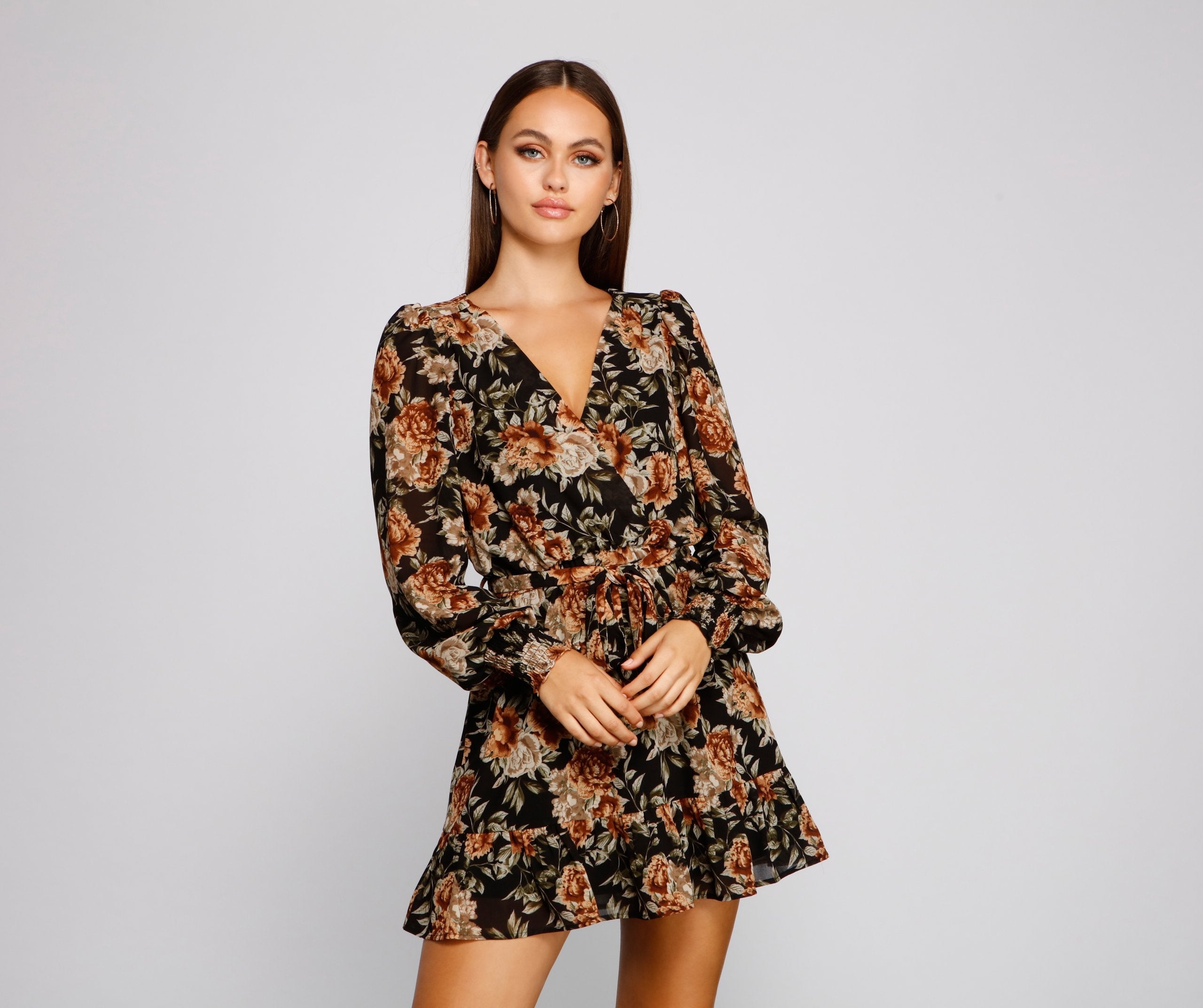 Ruffled Romance Floral Skater Dress - Lady Occasions