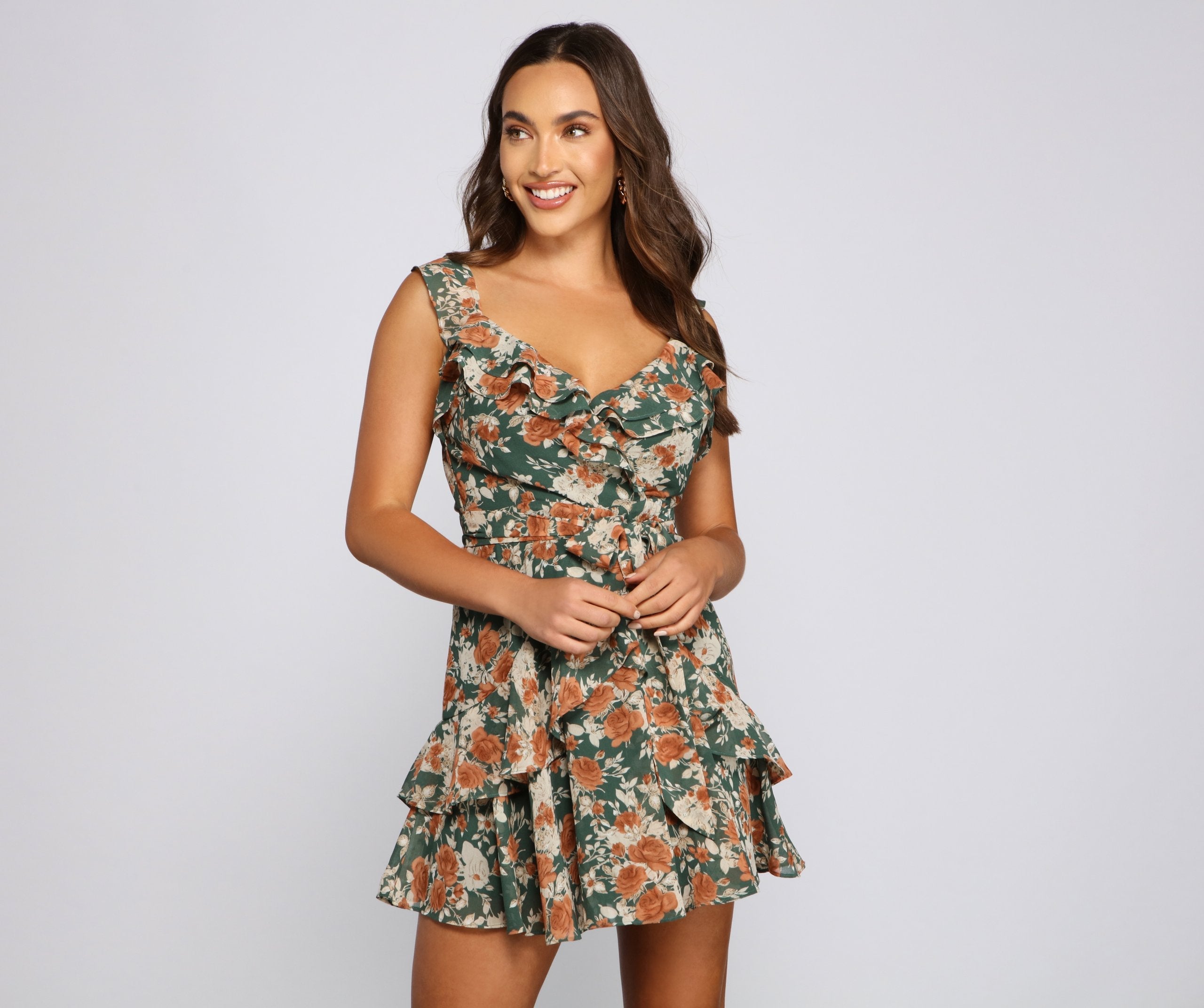 Flirty Moment Floral Chiffon Skater Dress - Lady Occasions