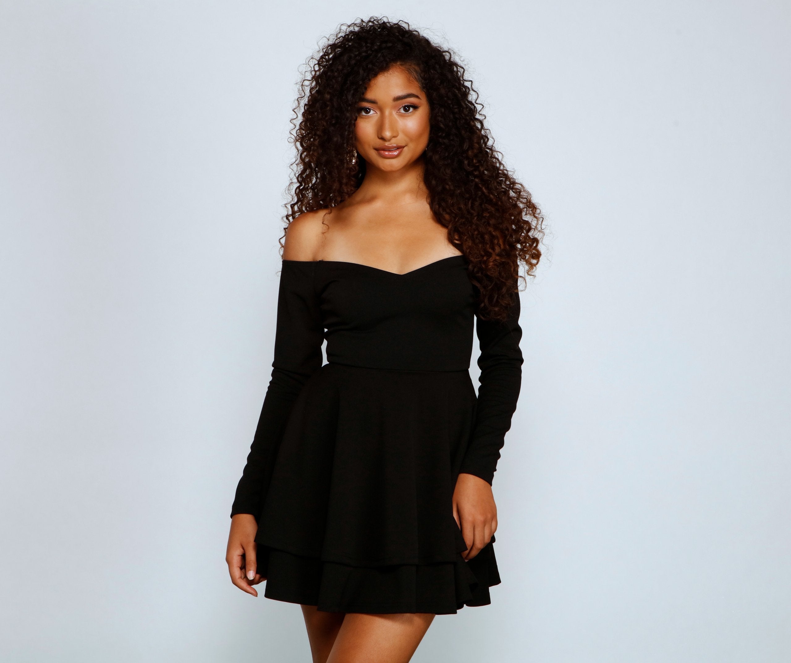 Double The Glam Crepe Skater Dress - Lady Occasions