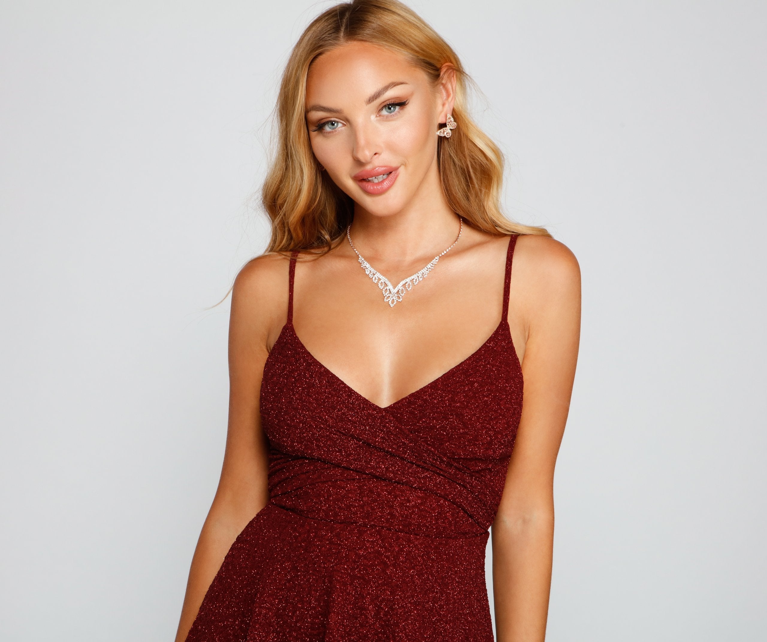 Twirl And Glow Glitter Skater Dress - Lady Occasions