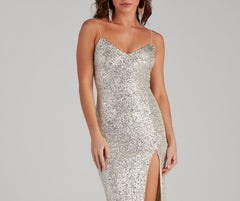 Stunning In Sequins Midi Slit Dress - Lady Occasions