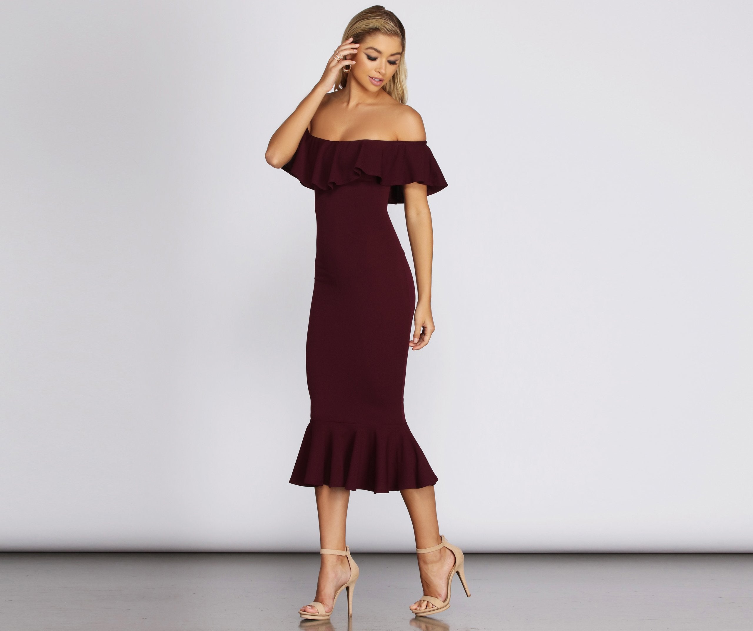 Ready And Ruffled Midi Dress - Lady Occasions