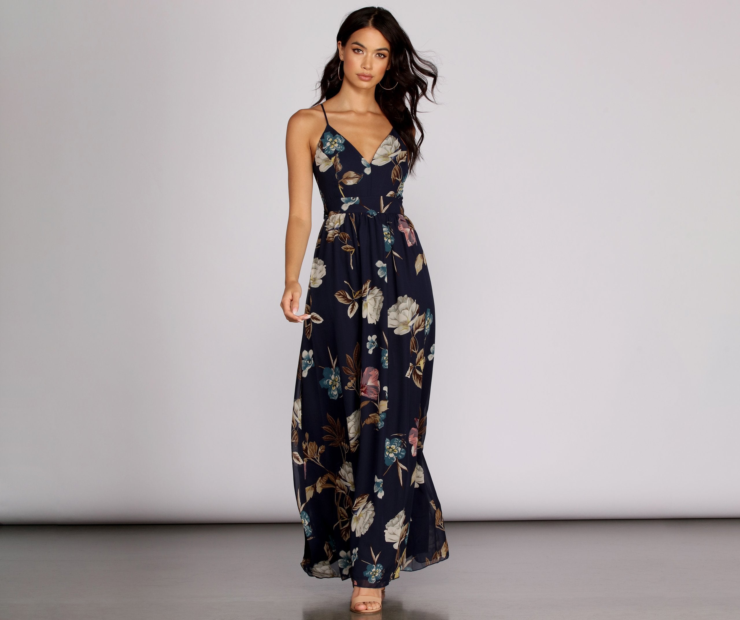 Flower Power Chiffon Maxi Dress - Lady Occasions