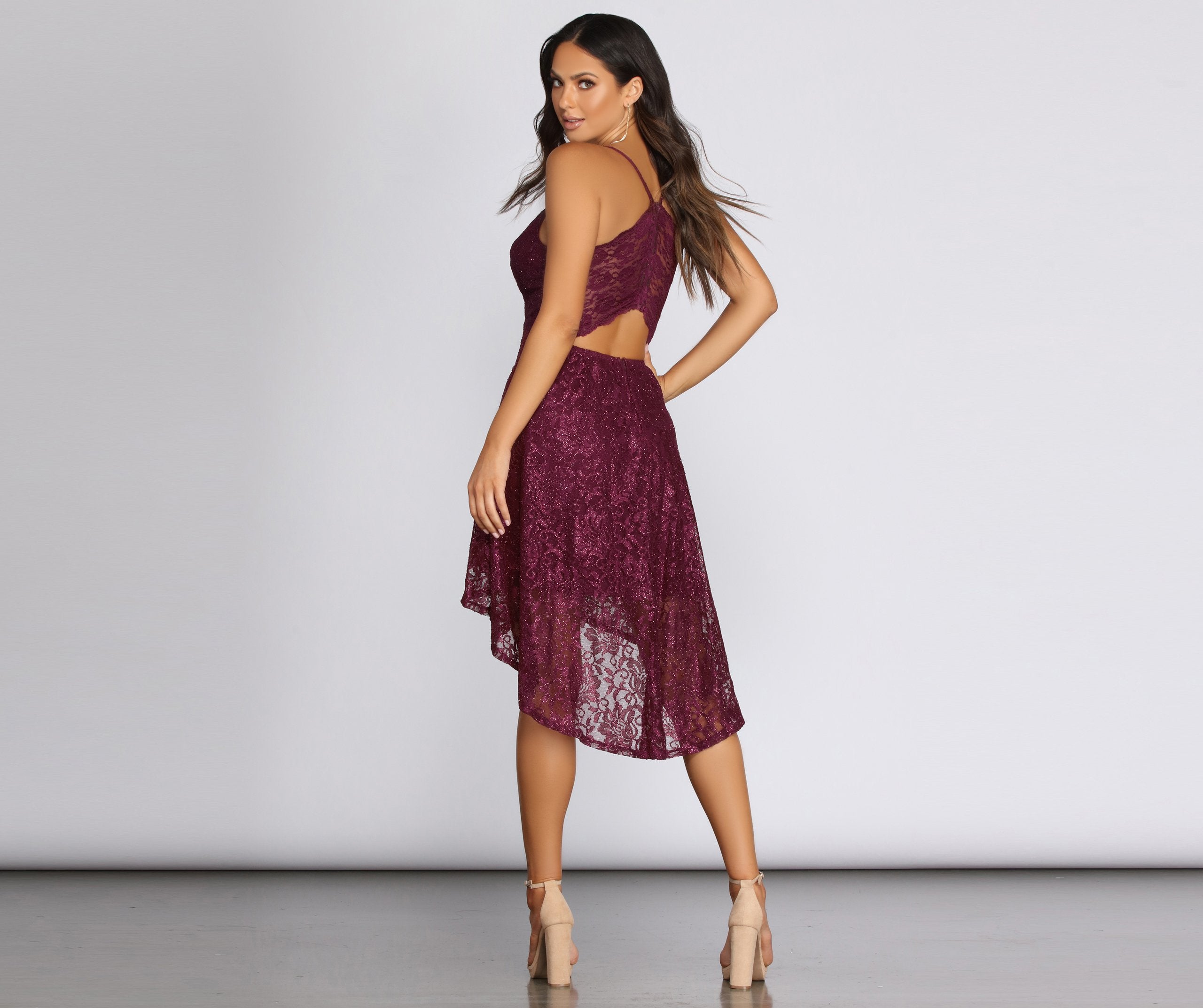 Glimmer And Shimmer Lace Skater Dress - Lady Occasions