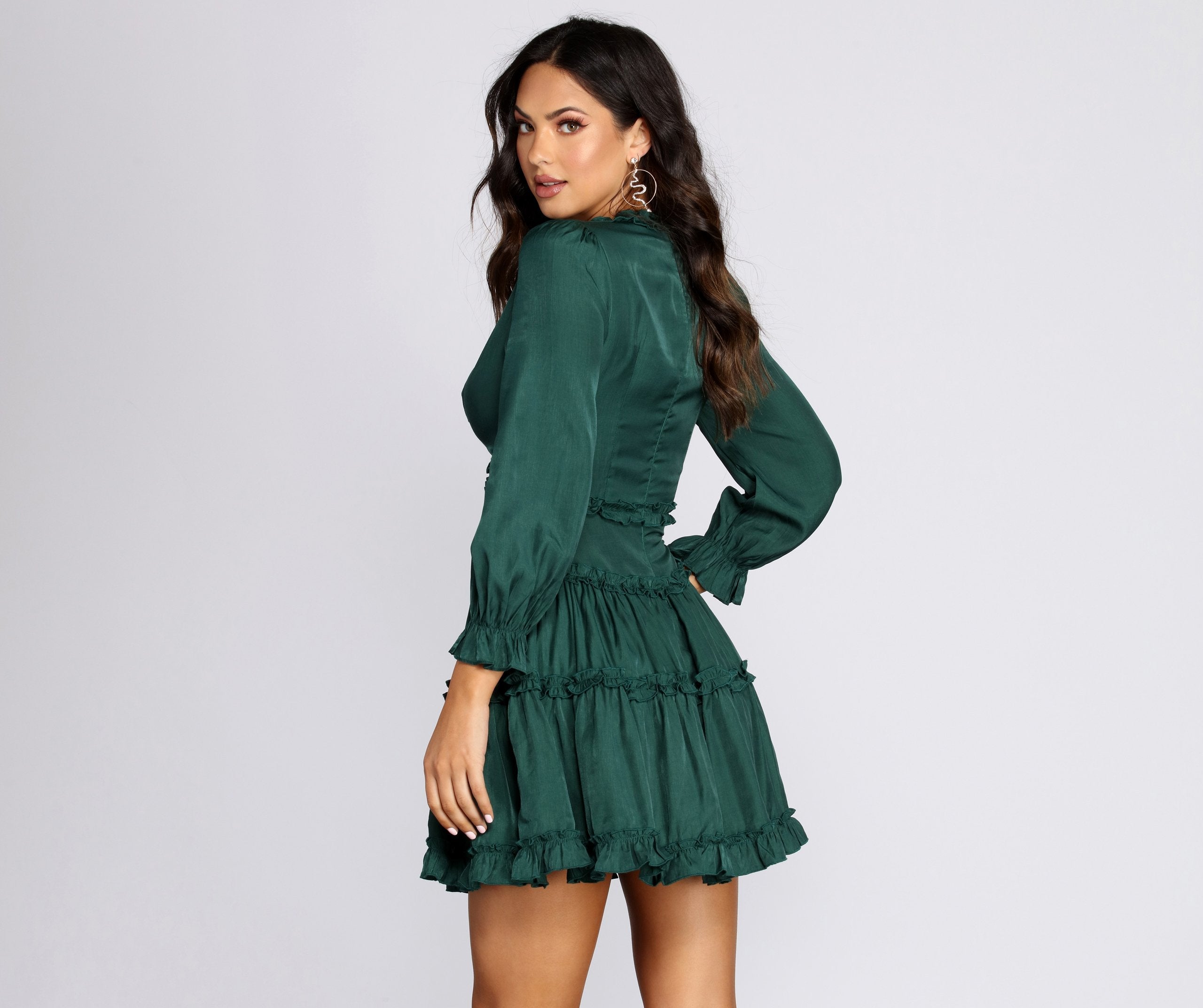 All Over Ruffled Skater Dress - Lady Occasions
