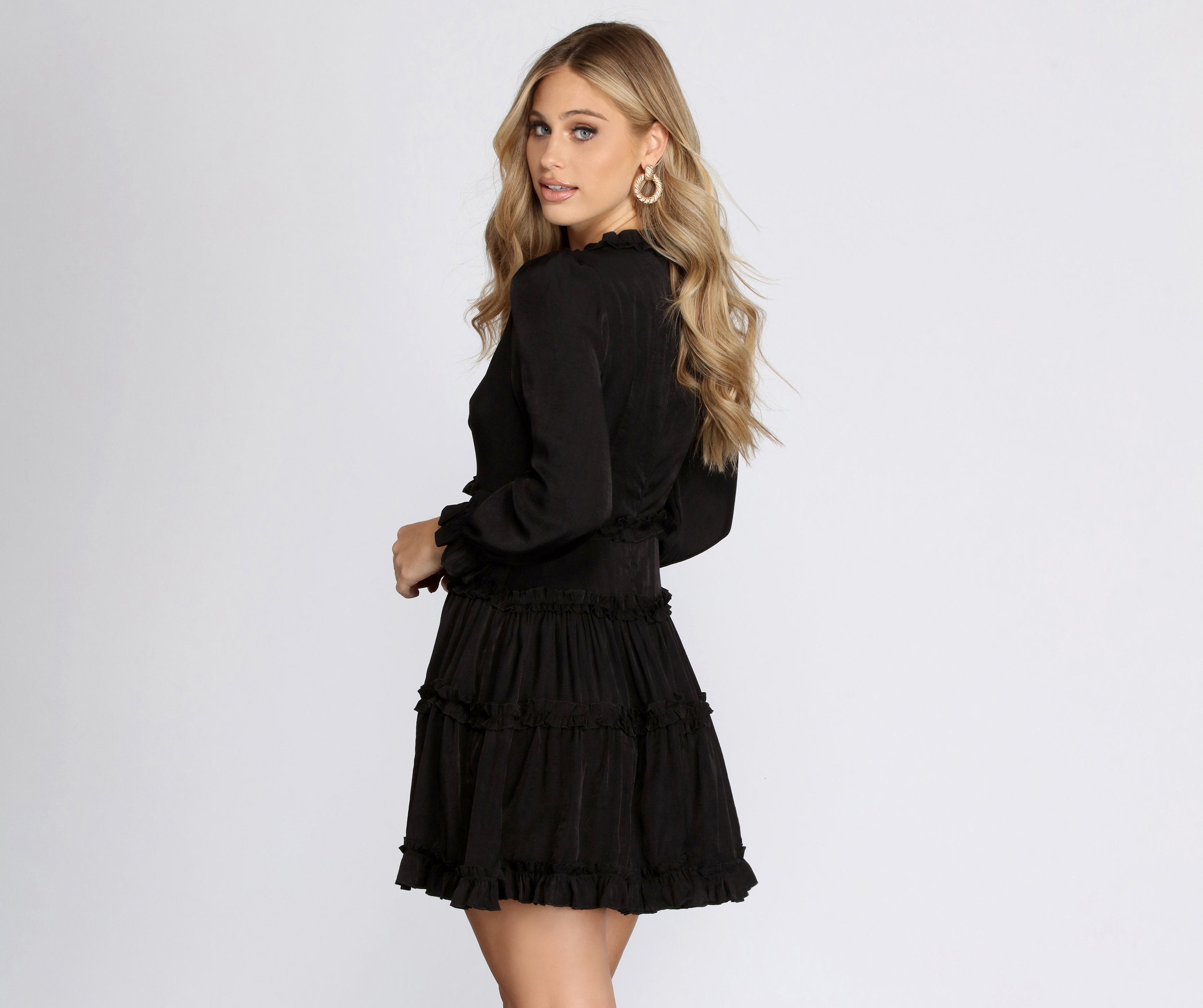 All Over Ruffled Skater Dress - Lady Occasions