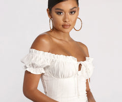 Show 'Em Off Shoulder Smocked Mini Dress