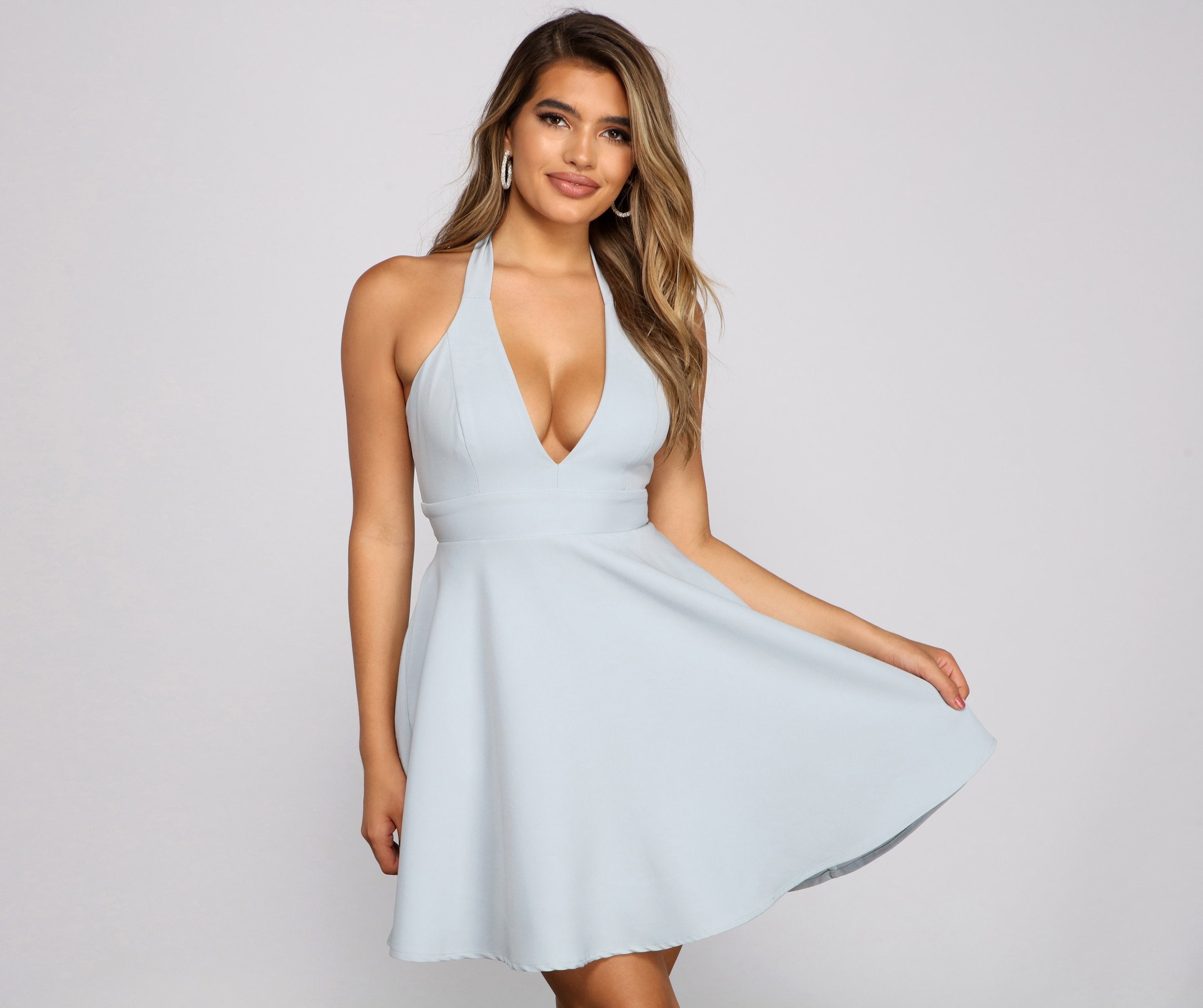 Flirty And Flowy Halter Skater Dress - Lady Occasions