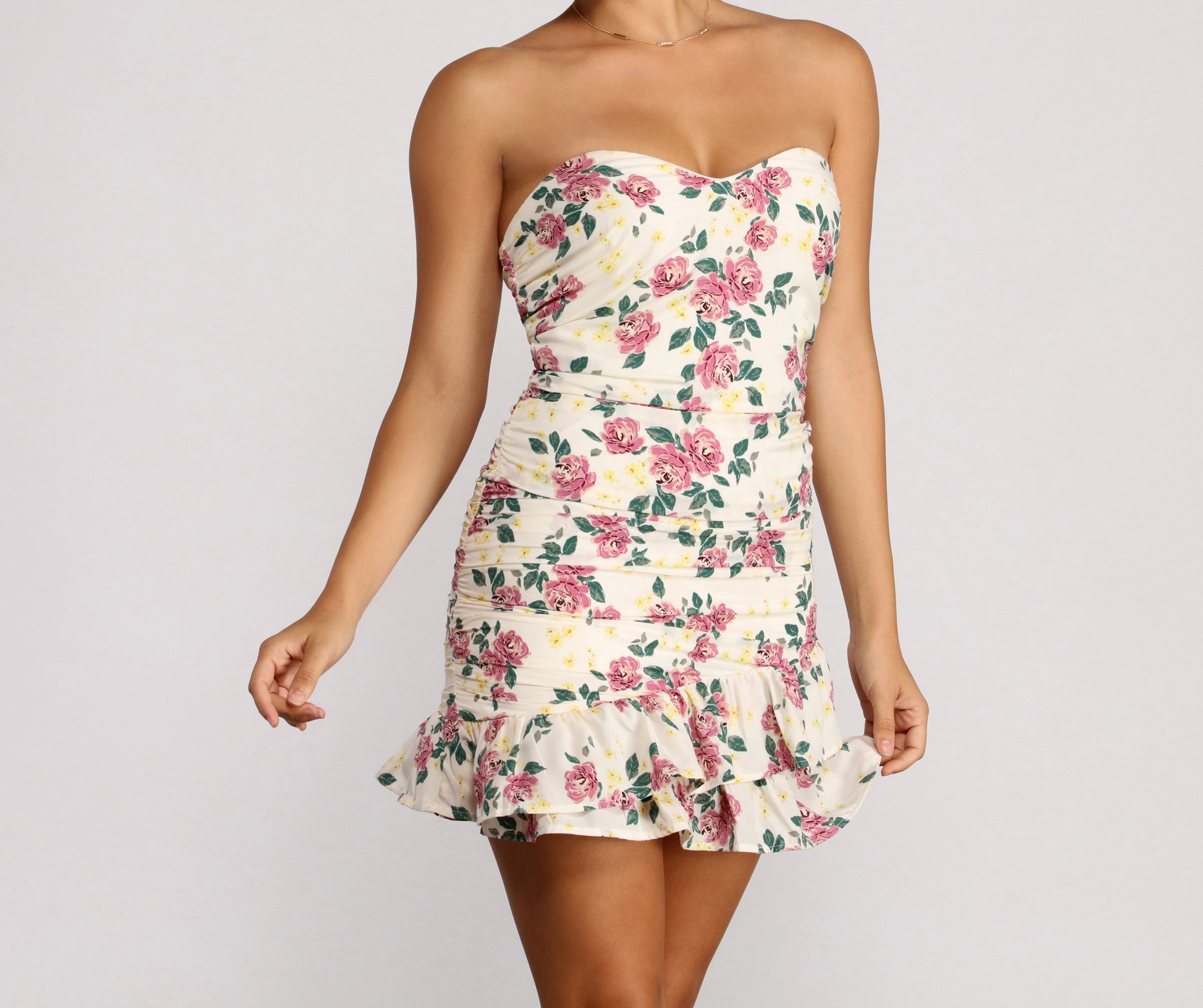 Floral Feels Ruffle Mini Dress - Lady Occasions