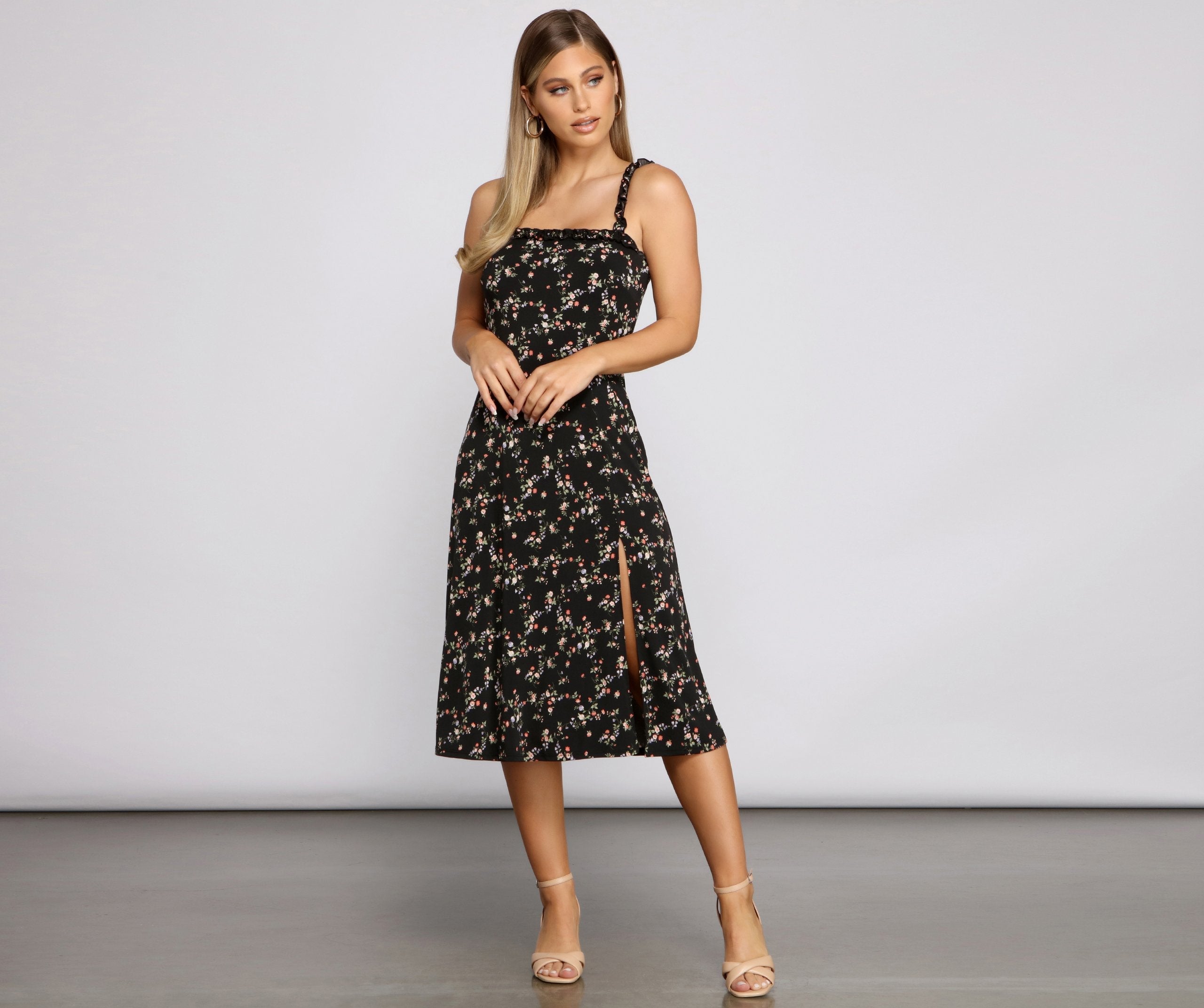 Floral Babe Sleeveless Midi Dress - Lady Occasions