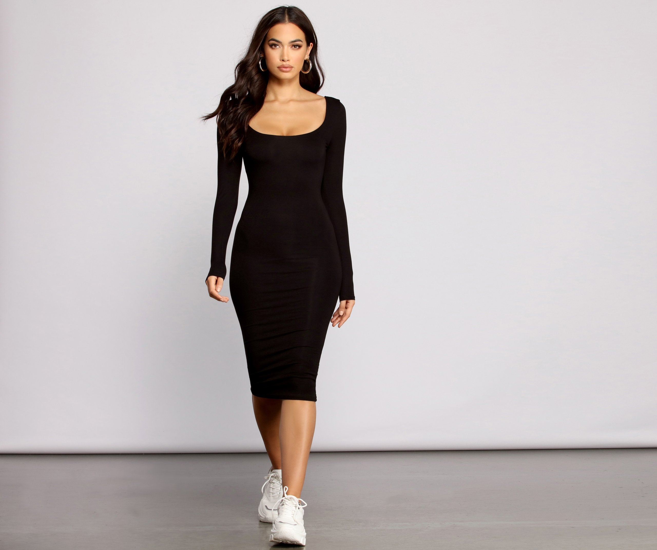 Lovin' Knit Basic Midi Dress - Lady Occasions