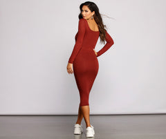 Lovin' Knit Basic Midi Dress - Lady Occasions