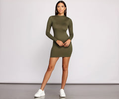 All About Knit Mock Neck Mini Dress - Lady Occasions