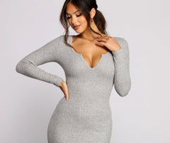 Keepin' Knit Simple Ribbed Midi Dress - Lady Occasions